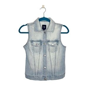 GAP Factory Light Acid Bleach Wash Denim Jean Vest